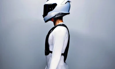 Jazdec s prilbou a vestou Dainese Smart GO zboku