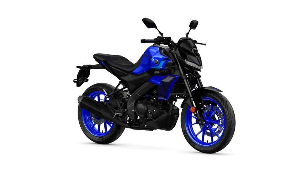 Yamaha MT-125 2027 vo farbe Icon Blue na bielom pozadí